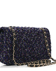 Tweed Quilted Medium Double Flap Dark Purple