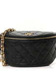 Lambskin Pearl Quilted CC Belt Bag Black