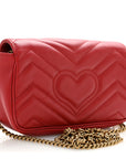 Calfskin Matelasse Super Mini GG Marmont Shoulder Bag Hibiscus Red