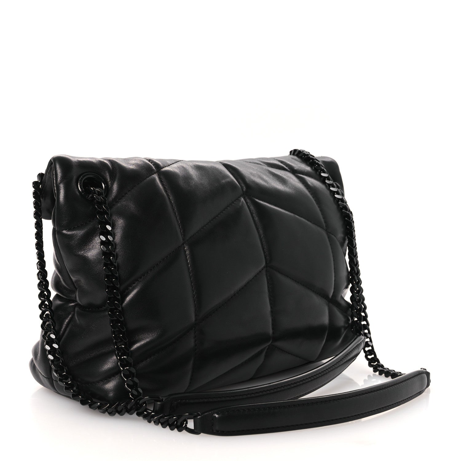 Lambskin Quilted Toy Loulou Puffer Monogram Monochrome Chain Satchel Black