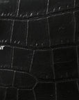 Calfskin Crocodile Embossed Small Classic Monogram Kate Tassel Satchel Black