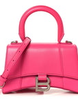 Shiny Box Calfskin Hourglass Top Handle Bag XS Acid Fuchsia