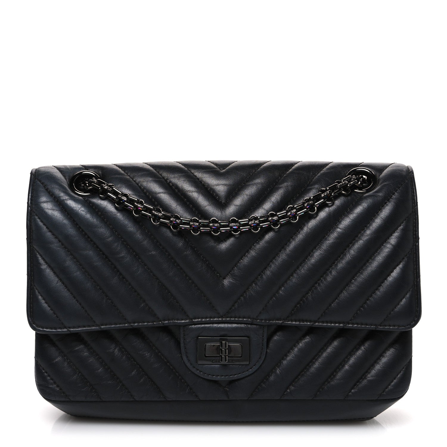 Sheepskin Chevron Quilted 2.55 Reissue 225 Double Flap So Black
