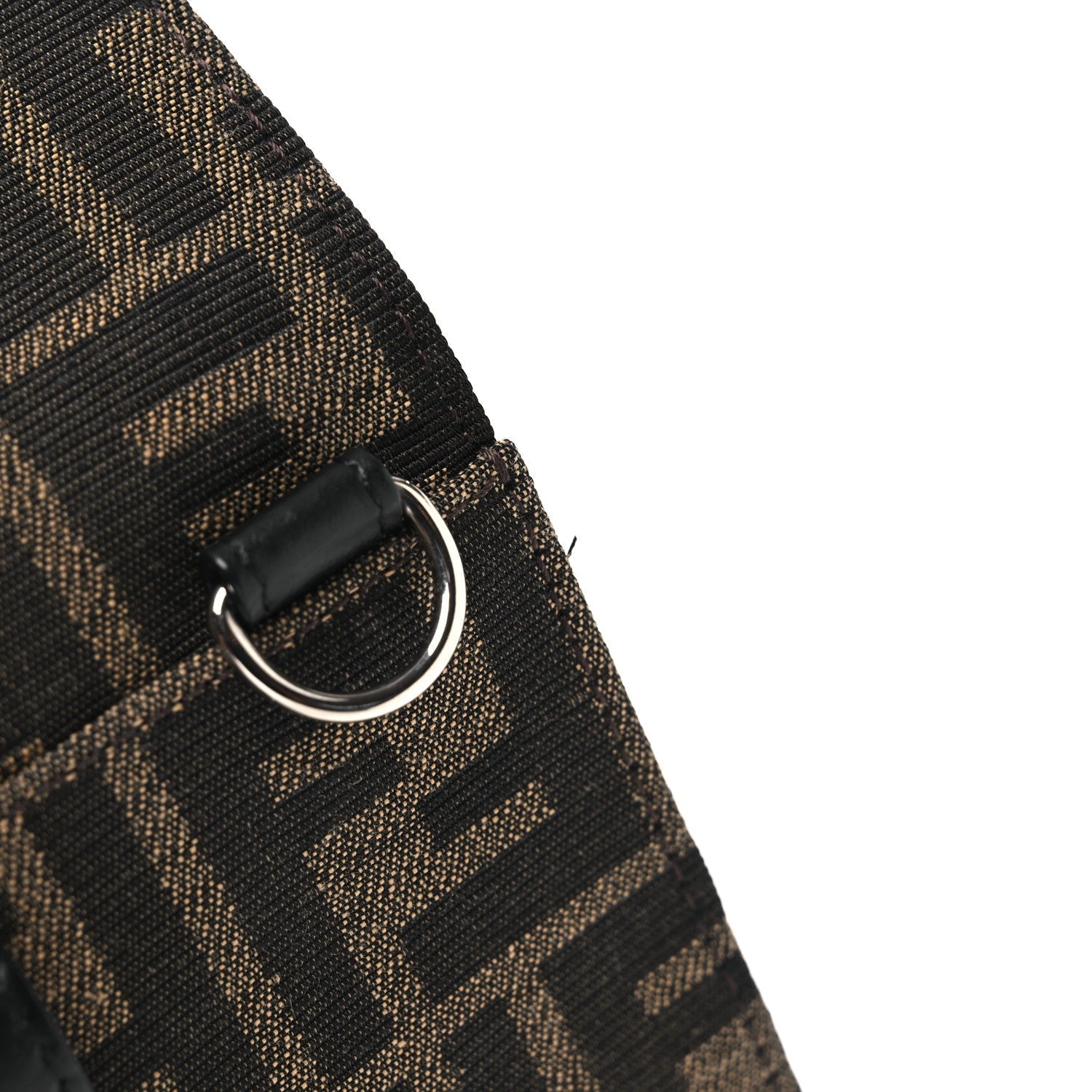 Recycled Fabric Jacquard Vitello Grace FF 1974 Baguette Belt Pouch Tobacco Moro Black