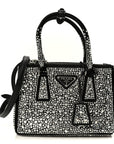 Satin Crystal Mini Galleria Double Zip Tote Metal