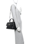 Lambskin Quilted Medium Trendy CC Flap Dual Handle Bag Black