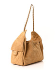 Suede Quilted Small CHNL 25 Handbag Beige
