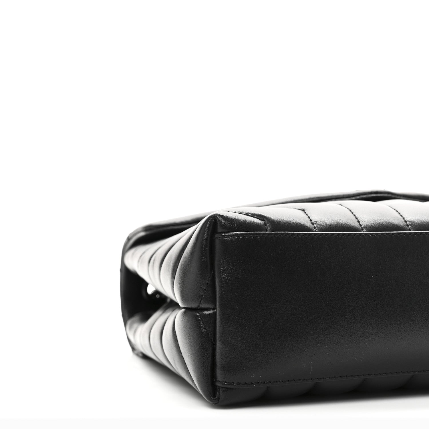 Calfskin Y Quilted Monogram Monochrome Small Loulou Chain Satchel Black
