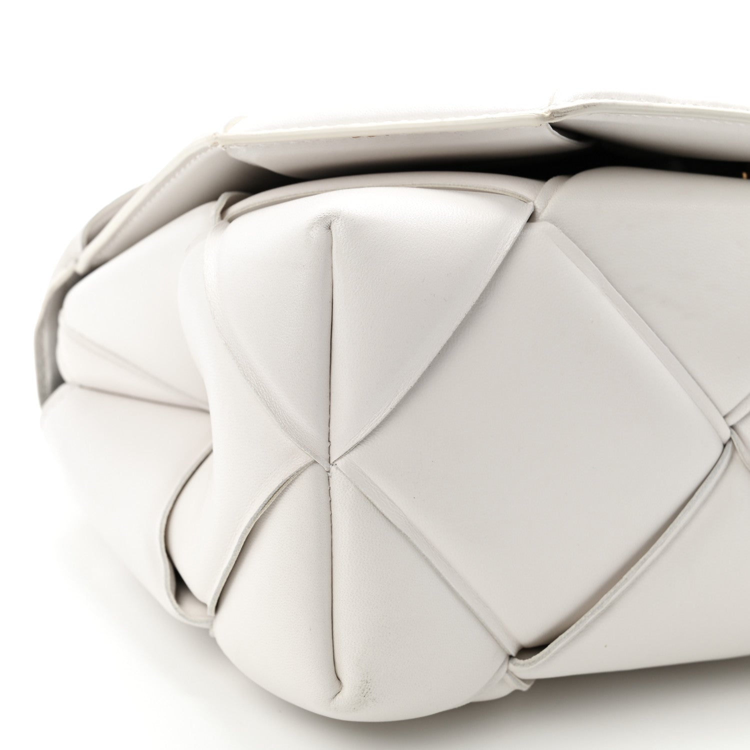 Nappa Intreccio Padded Top Handle Shoulder Bag White