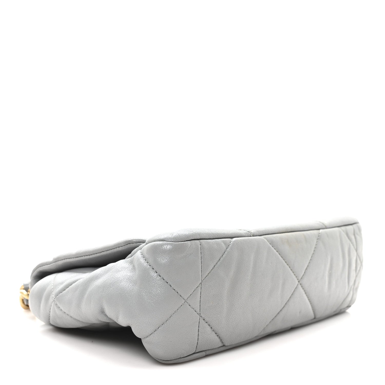 Goatskin Quilted Medium CHNL 19 Flap Grey