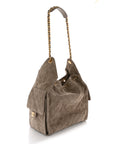Suede Quilted Medium CHNL 25 Handbag Grey