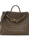 Nappa Intrecciato Medium Andiamo Shoulder Bag Taupe Grey