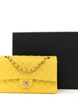 Caviar Quilted Medium Double Flap Yellow