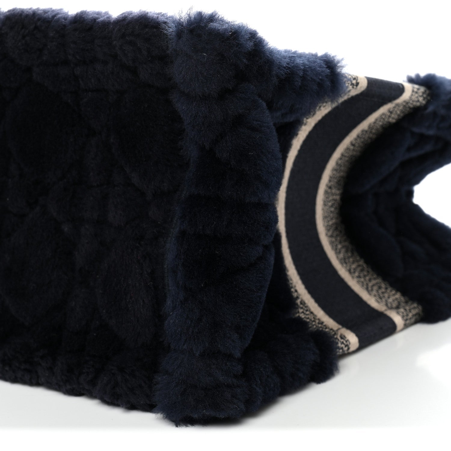 Shearling Cannage Medium Book Tote Deep Blue Natural