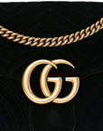 Velvet Matelasse Medium GG Marmont Shoulder Bag Black