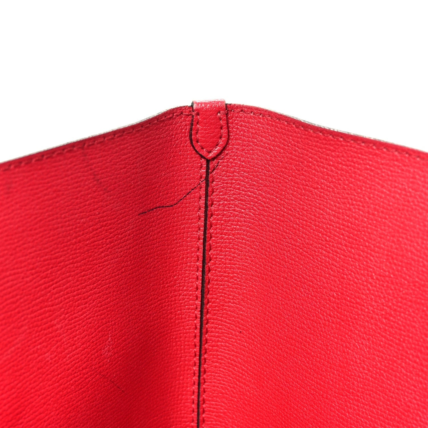 Grainy Calfskin Haymarket Check Medium Reversible Tote Red