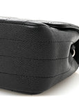 Caviar Chevron Quilted Mini Rectangular Flap Black