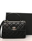 Lambskin Quilted Small Trendy CC Dual Handle Flap Bag Black