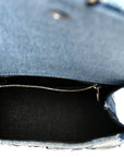 Denim Patchwork Small Hourglass Top Handle Bag Washed Blue