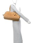 Suede Crocodile Embossed Le Turismo Bowling Bag Camel