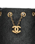 Washed Denim Quilted Mini CHNL 25 Handbag Black