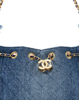 Washed Denim Quilted Mini CHNL 25 Handbag Blue