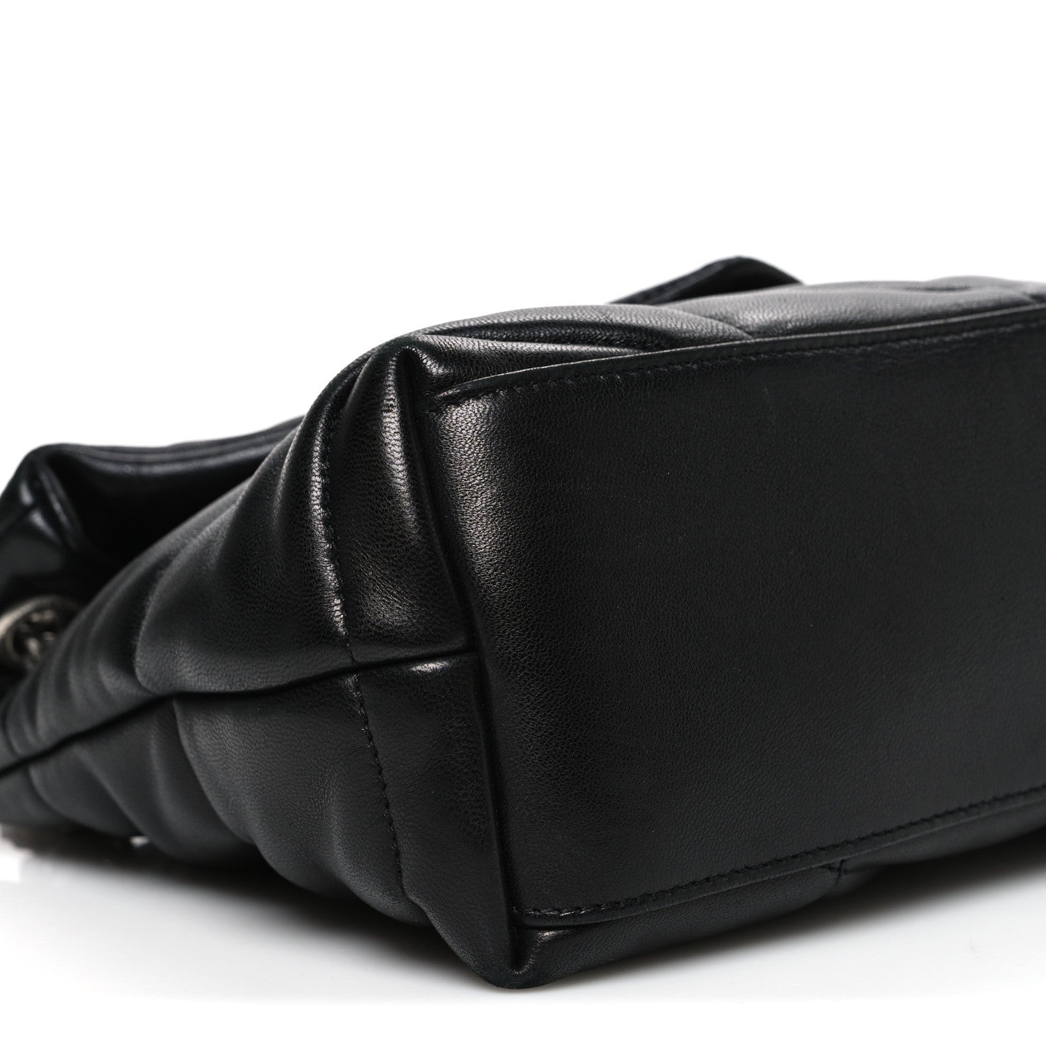 Lambskin Quilted Small Loulou Puffer Monogram Chain Satchel Black