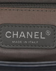 Calfskin Double Stitch Large Boy Flap Navy Blue