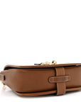 GG Supreme Monogram Textured Calfskin Emblem Mini Shoulder Bag Beige Dark Brown