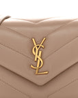 Calfskin Y Quilted Monogram Toy Loulou Crossbody Bag Dark Beige