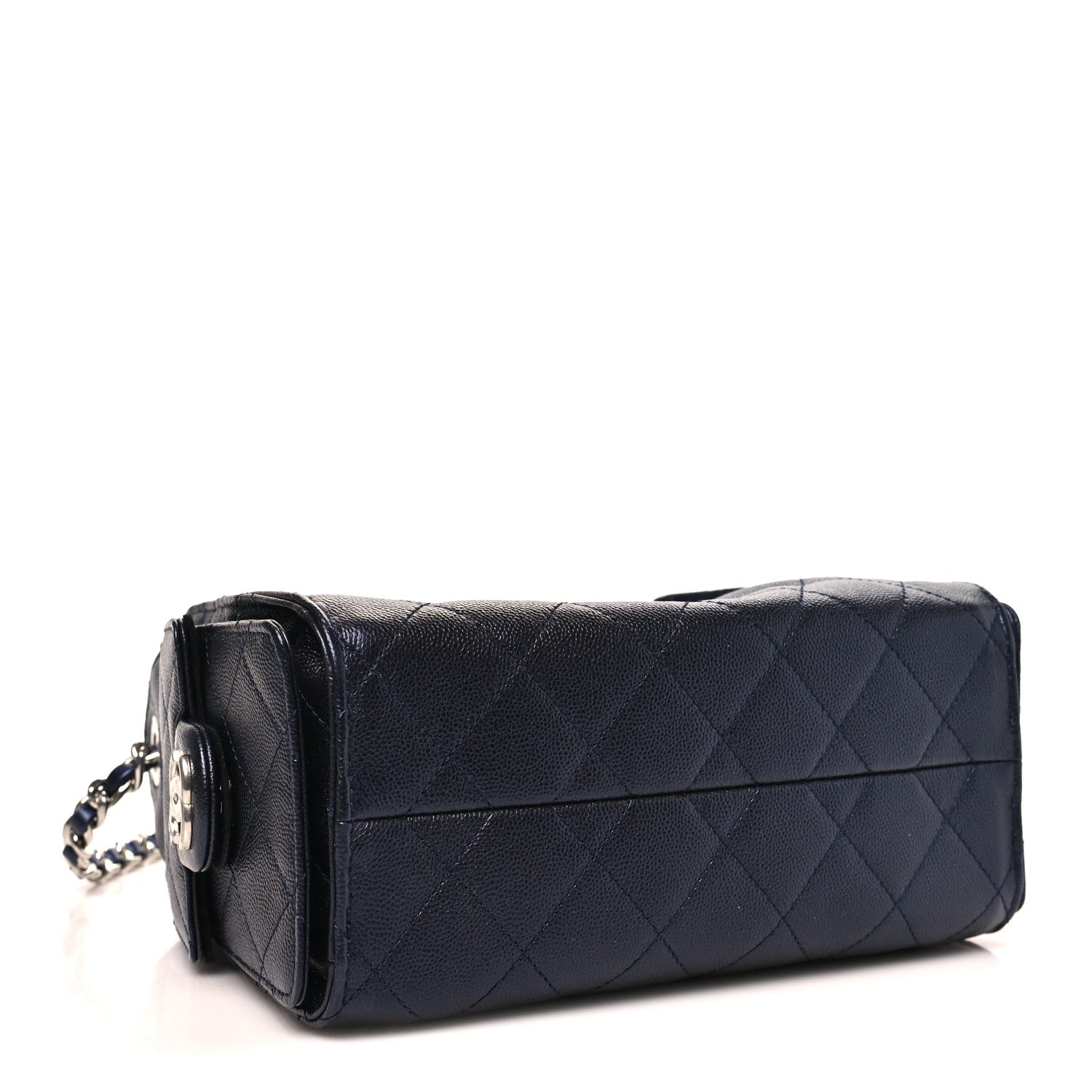 Metallic Caviar Quilted Mini CHNL 25 Handbag Dark Blue