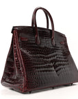 Shiny Porosus Crocodile Birkin 35 Bourgogne