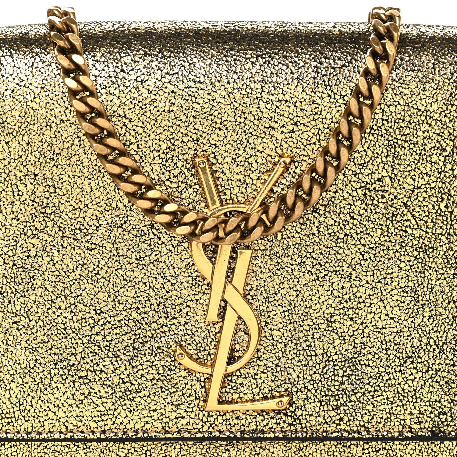 Metallic Calfskin Small Classic Monogram Kate Tassel Satchel Gold