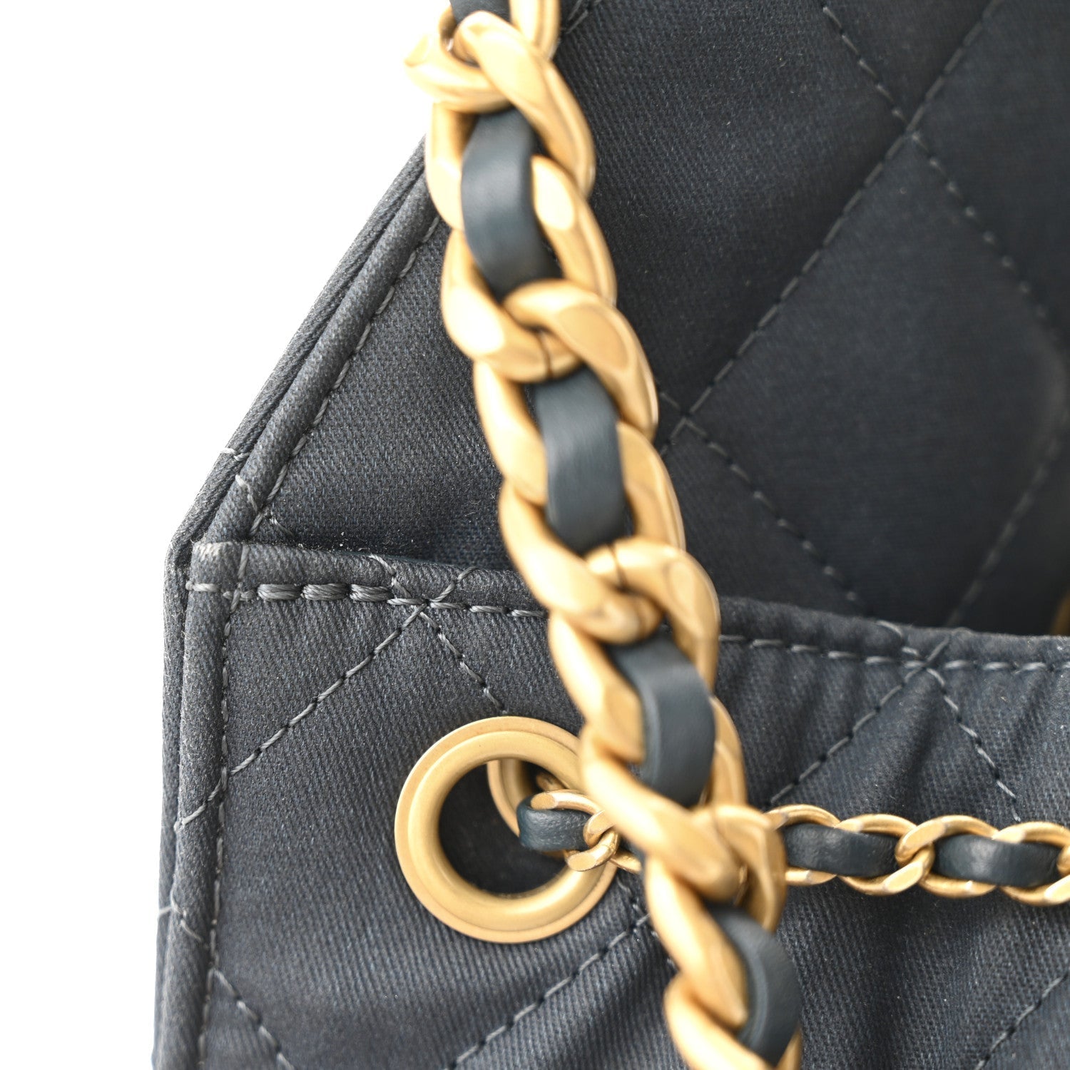 Canvas Quilted Medium CHNL 25 Handbag Dark Blue