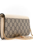 Dollar Calfskin GG Supreme Monogram Petite GG Marmont Wallet Chain Bag Mystic White Beige Ebony