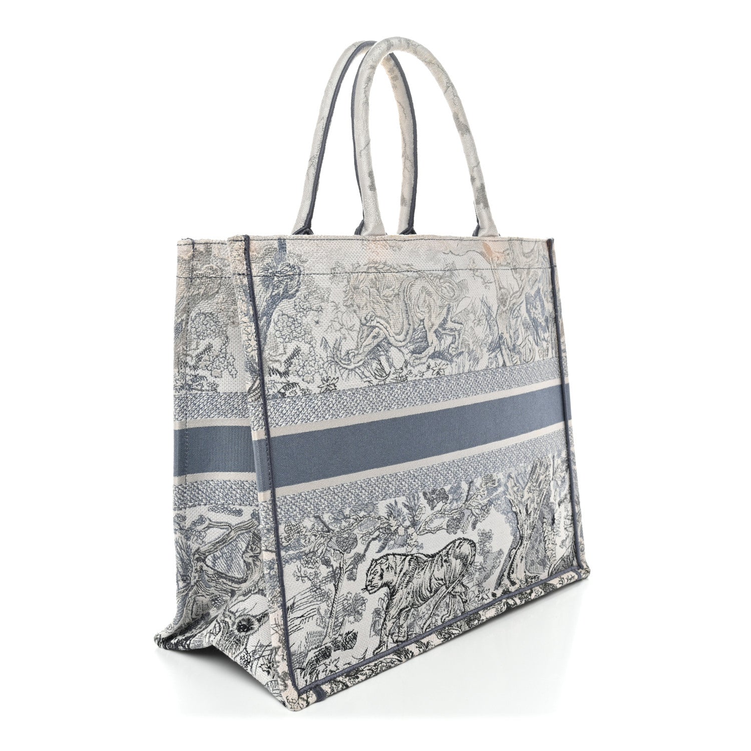 Gradient Canvas Embroidered Large D1ORiviera Toile De Jouy Book Tote Blue