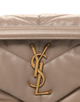 Lambskin Quilted Small Loulou Puffer Monogram Chain Satchel Dark Beige