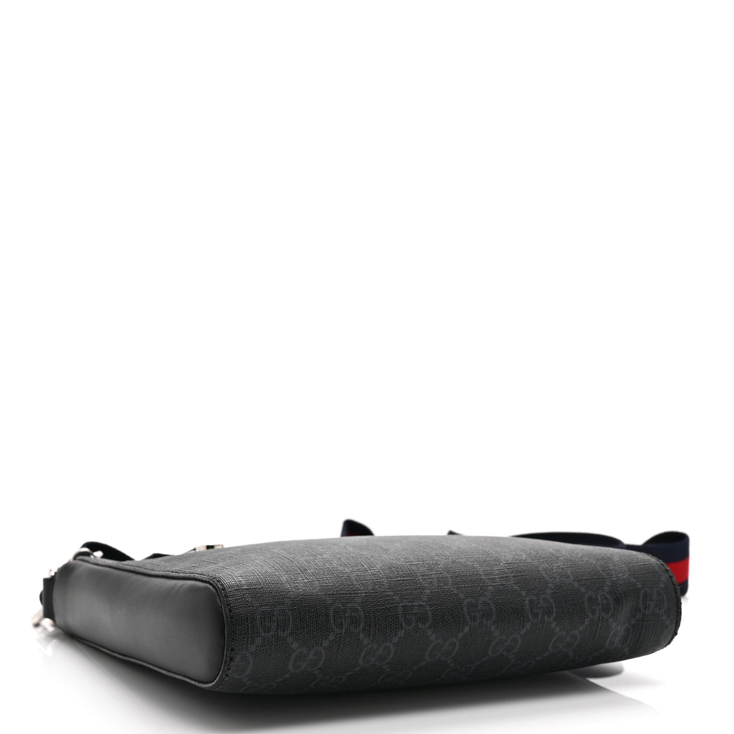 GG Supreme Monogram Web Small Flat Messenger Bag Black Grey