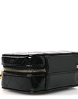 Patent Quilted Top Handle Mini Vanity Case Black