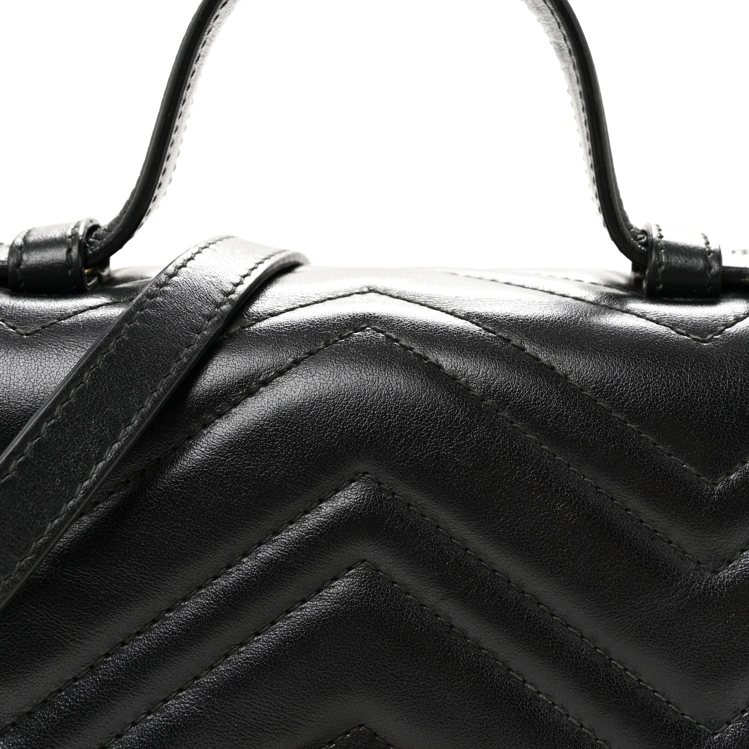 Calfskin Matelasse Small GG Marmont Top Handle Shoulder Bag Black