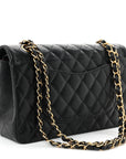 Caviar Quilted Medium Double Flap Black
