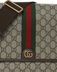 Tender GG Supreme Monogram Textured Dollar Calfskin Ophidia Messenger Bag Beige Ebony Dark Brown