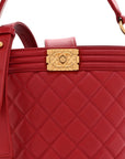 Calfskin Quilted Boy Bucket Bag Red