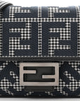 Wool Vitello King Houndstooth FF Embroidered Baguette Grigio Anthracite