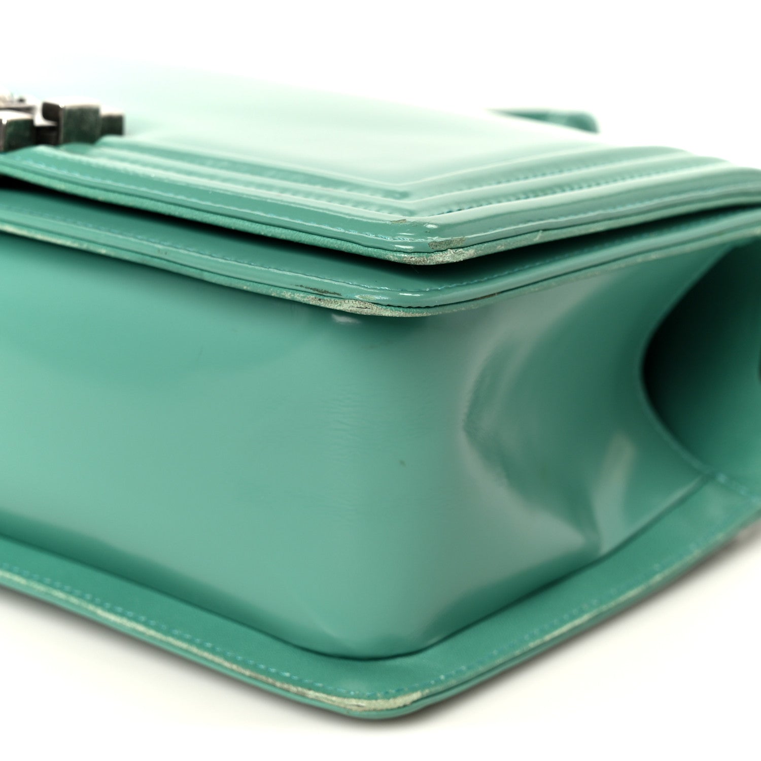 Glazed Calfskin Medium Boy Flap Green