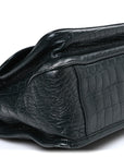 Crocodile Embossed Calfskin Monogram Medium Niki Chain Satchel Algea