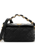 Crumpled Lambskin Quilted Small CC Links Shoulder Bag Black