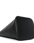 Smooth Calfski Large Woven Pebble Bucket Bag Black