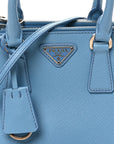 Saffiano Lux Micro Galleria Double Zip Tote Turchese