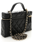 Caviar Quilted Top Handle Slim Vanity With Chain Black